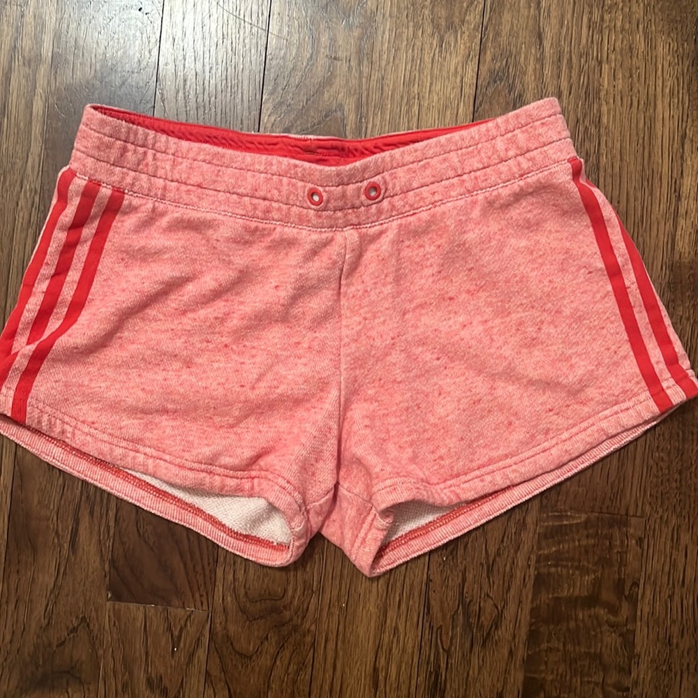 Adidas pink 3 stripe sweat shorts. Size XS